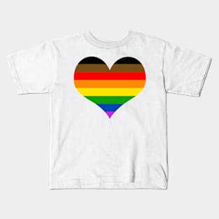 Black and Brown Rainbow Pride Heart Kids T-Shirt